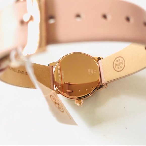 TORY BURCH Gigi Pink Leather Strap Watch 28mm NWT - Picture 11 of 14